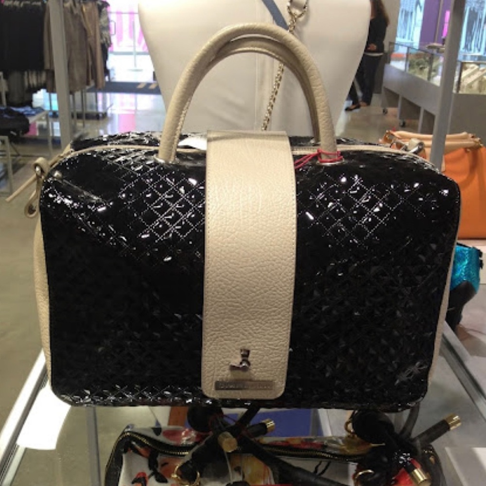 Charles Jourdan Black and Cream Leather Satchel